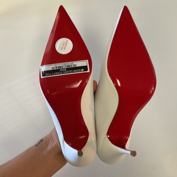 Christian Louboutin White Lizard Effect Leather Point-toe Slip-on Zarli Mules - Picture 11 of 15